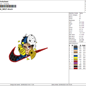 Diseño de bordado: Nike logo Obito Naruto