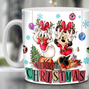 Taza Deisy y Minnie navidad