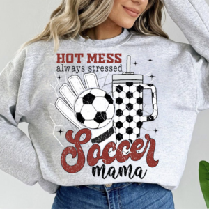 Hot mess Soccer mom Crew neck