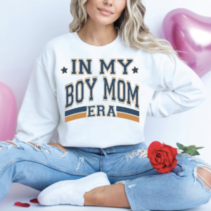 In my boy mom era retro crew neck