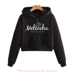 Hoodie Crop Top con cierre. Personlizado en Melcocha Productions